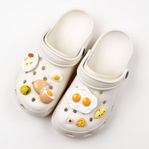 8Pcs/Set Crocs Jibbitz Charms Shoes DIY Accessories Lovely Resin Imitation Food Toy Purse Egg Shoe Flower Decoration Removable Clogs Buckle for Crocs