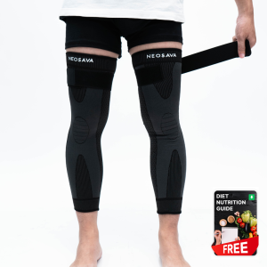 NEOSAVA Full Support Knee Pad Sleeve Wrap Compression | Deker Lutut Kaki Running Gym