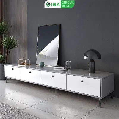 Kệ tivi 4 ngăn màu ghi xám sang trọng kệ dài 1m8 kèm chân kim loại chắc chắn GP288
