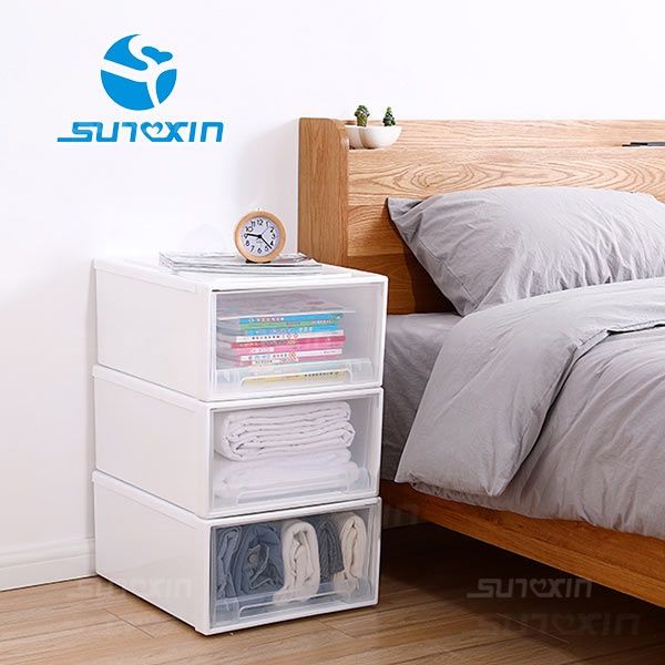 SUNXIN Transparent Drawer Storage Boxes Home Organizer Stackable ...