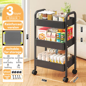 BMZAR Metal Trolley Cart Organizer Shelf kitchen Storage Rack with Wheels Bathroom Utility Trolley Cart