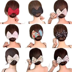 ENSHS fashion hair ponytail hair band Deft Bun Wire Bow Curler Printing Magic Clip Twist Simple Curler
