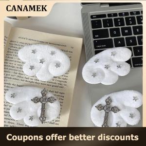 【 CANAMEK 】 Cute White Angel Wings Gothic Cross Hair Clip Subculture Y2k Hairpin Headwear Hair Accessory