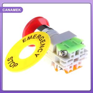 【CANAMEK】 Red Mushroom Cap 1NO 1NC DPST Emergency Stop Push Button Switch AC 660V 10A