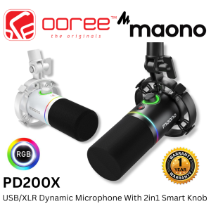 MAONO PD200X USB / XLR PODCAST DYNAMIC MICROPHONE WITH 2-IN-1 SMART KNOB CUSTOM DYNAMIC CAPSULE AND CONTROLLED RGB LIGHTING