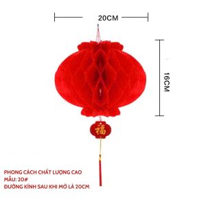 Combo 20 Lồng Đèn Đỏ Trang Trí Ngày Tết Mẫu Tổ Ong Chữ Phúc Đèn Lồng Răng Cưa Tú Cầu Nhiều Màu Sắc Chống Nước