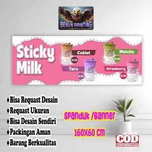 Spanduk Banner 160x60 Stiky Milk Costum Bisa Request Desain