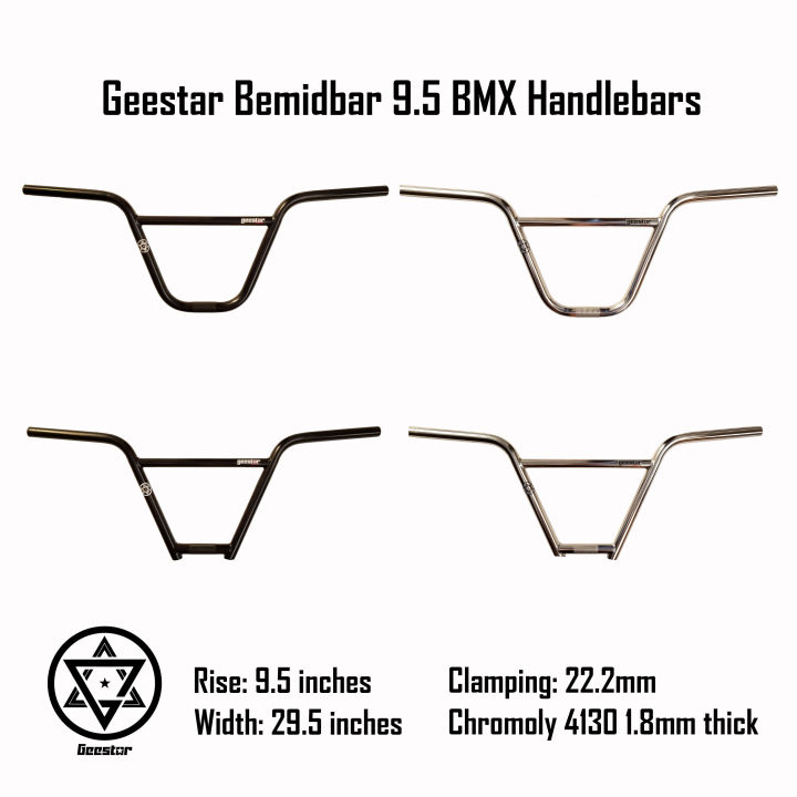 Geestar Bemidbar 9.5 BMX handlebar 9 rise Big High 2 piece 4 piece Handle bar 2pc 4pc 9.5rise Chrome Lazada PH