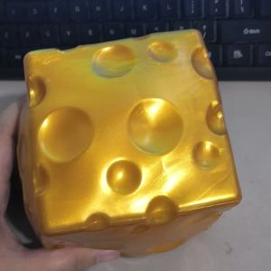 OOC 11cm Cheese Squeezed Cube Realistic Super Soft Giant Cheese Squishy Toy Portable Hand Relax Cheese Stress Ball Office Desk Toy
