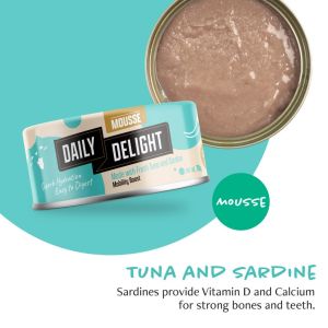 Daily Delight Grain Free Mousse Wet Cat Food 80g | Meal Topper Meow Tuna Chicken