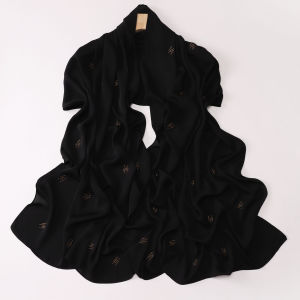 Jifang Smooth Imitate Silk Poplin Shawl Long Pashmina Head Scarf Wraps Gold Stamping Rhinestons Muslim Hijabs Shawls WC84