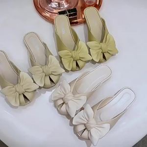 [Free Shipping] Lazy Slip-On Mules For Women Summer Outdoor Fashion 2025 New Model Non-Slip Flat Sandals For Women Peep-Toe Shoes