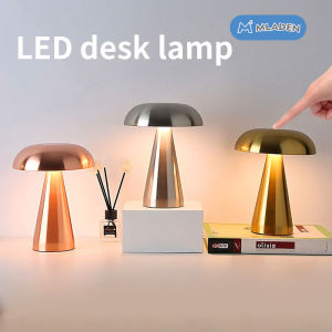 MLADEN 3Color Touch Table Lamp Changeable Rechargeable LED Mushroom Table Lamp Control Reading Light Desk Lamp