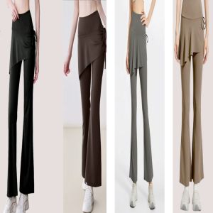 2-in-1 Legging Rok Celana Olahraga Wanita Highwaist Skirt Pant Tali Serut Samping Pilates Yoga