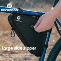 ROCKBROS Bike Triangle Frame Bag With Zipper Closure And Reflective Logo 1.5L Big Capacity Narrow Edge Design Cycling Bags. 