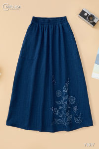 Chân váy thiết kế đơn giản dễ phối với chất liệu Đũi Vân Mây mộc mạc và mềm mịn CV4Y1017 Thời trang Thiều Hoa