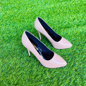 Giày cao gót nhọn 10cm Trường Hải da bóng 2 màu đen hồng phấn GCG135