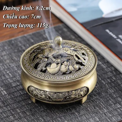 Lư Xông Trầm Hương Cao Cấp Hợp Kim Đúc Nguyên Khối Đế Đôn Thờ Cúng Tinh Tế