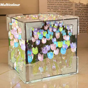 Tulips Mirror Bedside Lamp Night Light Creative Gift Baby Sleeping Light Decoration Indoor Lamp Living Room Bedroom