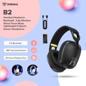 【SETUP BUDOL】 Onikuma B2 Three Mode Bluetooth Headphone Wireless Gaming Headset With Mic Gaming Headphones For PC