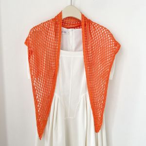 XYAX Màu đơn sắc Khăn choàng tam giác Bohemian Y2K Khăn len dệt kim lỗ trống Retro Tiếng Hàn Khăn lụa Phụ nữ