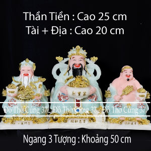 [ BỘ 3 ÔNG - XANH BIỂN NHẠT ] THẦN TÀI THỔ ĐỊA PHÚ QUÝ +THẦN TIỀN XANH BIỂN NHẠT[ COMPOSITE + BỘT ĐÁ ]