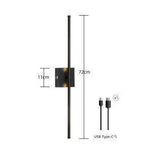 SXH Rechargeable linear wall lamp with a square base suitable for living room sofa TV background or bedroom bedside
