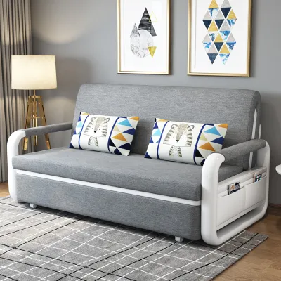 Folding sofa bed dual-purpose multifunctional single sofa bed wholesale solid wood rental retractable sofa bed double sofa bed integrated living room small apartment fabric balcony outdoor