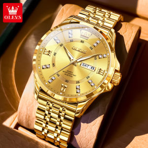 OLEVS watch for men top gold quartz stainless steel relo for men waterproof dual calendar luminous simple dial accurate timekeeping fashion elite Men Casual Watches Quartz Watch