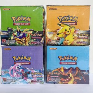 Four different patterns are randomly packaged and shipped in one box with 360PCS of new pocket monster cards. Trainers energy flash card English booster battle vehicle transaction card game collection childrens toys