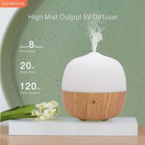 X01 120ML USB Wood Grain Air Humidifier Essential Oil Aroma Diffuser Mist Maker With 7 Colors Night Light Portable Perfume