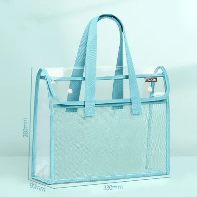 PVC Waterproof Student Subject Bag Tote Bag Tutoring Bag Transparent Exam Document Bag Test Paper Bag