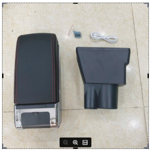 Hộp tỳ tay theo xe Vinfast VF3 Màu đen cao cấp có 2 ngăn và 7 cổng sạc tiện lợi