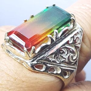 CINCIN PERAK 925 PERMATA WATERMELON TOPAZ TEMBIKAI SILVER RING