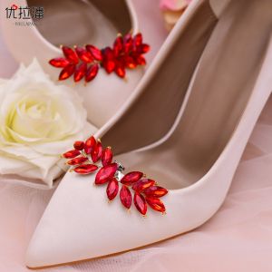 Free Shipping Elegant Rhinestone Shoe Buckles Detachable Bridal Shoe Clips Decorative High Heel Side Embellishments Shoe Accessories HX31