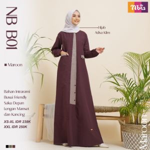 GAMIS NIBRAS NB B01 DRESS WANITA MUSLIM TERBARU BAHAN INTRARAMI