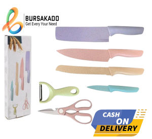 Pisau Jerami Set 6IN1 Stainless Dilapis Keramik Anti Lengket