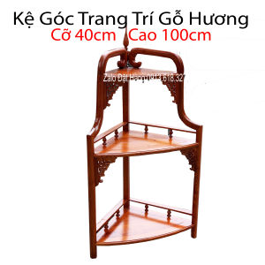 Kệ góc 3 tầng trang trí phòng khách gỗ hương cao 100cm