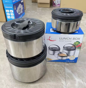 ชุดหม้ออุ่นอาหาร ปิ่นโต ชุดกล่องข้าวเก็บความร้อนสแตนเลส 3 ชิ้นจาก