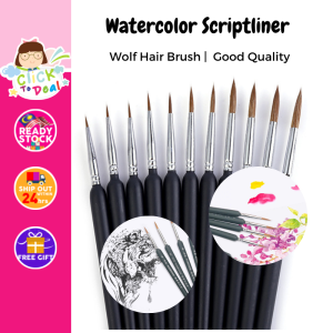 Hook Line Detail Painting Brush for Watercolor Oil Acrylic Gouache Paint Hand Watercolor Scriptliner Wolf Hair Brush(1 Pcs)