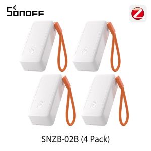 4 Pack SONOFF SNZB-02B AirGuard TH Lite Zigbee Temperature Humidity Sensor Slim Design Accuracy Sensing Dew Point VPD Monitoring