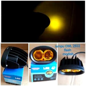 Lampu tembak sorot LED OWL 20 watt 3 mode worklight cree 2 mata Putih-kuning