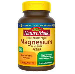 Nature Made High Absorption Magnesium Glycinate 200mg Softgels for Muscle Relaxation & Bone Health - 60 Capsules