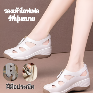 รองเท้าแตะแบบสวม รองเท้าหัวโตแฟชั่น พื้นนุ่มกันลื่น เปิดส้นไม่อับชื้น สำหรับ包头软底凉鞋