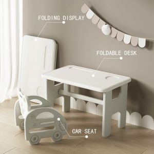 LUCKYBABE Space Saving Study Desk Foldable Kids Writing Table No Assembly Needed COD Available Childrens Compact Desk with Chair