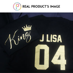 Custom King Queen Princess Prince Name Number Couple T Shirt Family Tee T-shirt Baju Valentines Birthday Anniversary Gifts