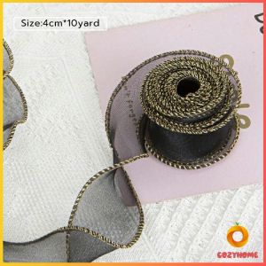 Cozy ริบบิ้นผ้าใยแก้ว ผ้าโปร่ง เย็บขอบ หน้ากว้าง 4 cm สําหรับตกแต่งเค้ก Organza Ribbon