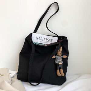 New Korean womens cotton and linen sling bag/shoulder bag cute tote bag suitable for student travel and shopping special bag Bear bag