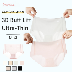 『Brelira』Ice Silk Seamless Panties Mid-Waist Cooling Underwear Ultra-Thin Breathable 3D Butt Lift Anti-Bacterial Traceless Women Panties
