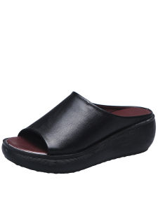 [Free Shipping] WomenS Summer New Style Ethnic-Style Outdoor Wedge Heel Fish-Mouth Slip-On Sandals With Thick Platform Soles Retro Design